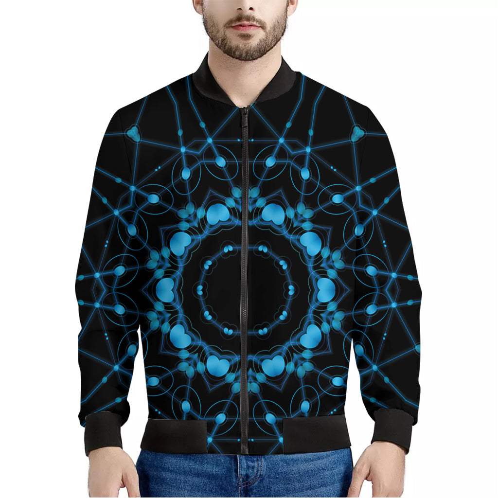 Dark Blue Kaleidoscope Print Men's Bomber Jacket