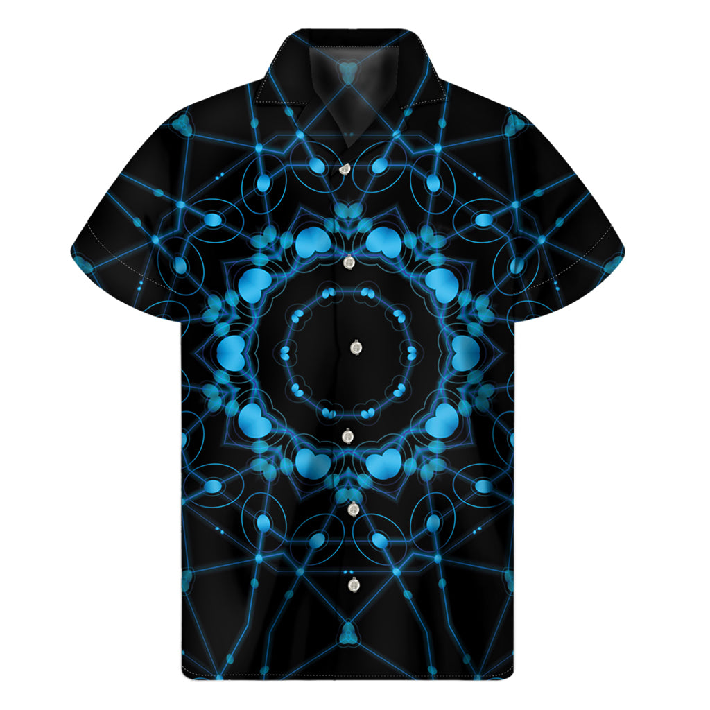 Dark Blue Kaleidoscope Print Men's Short Sleeve Shirt