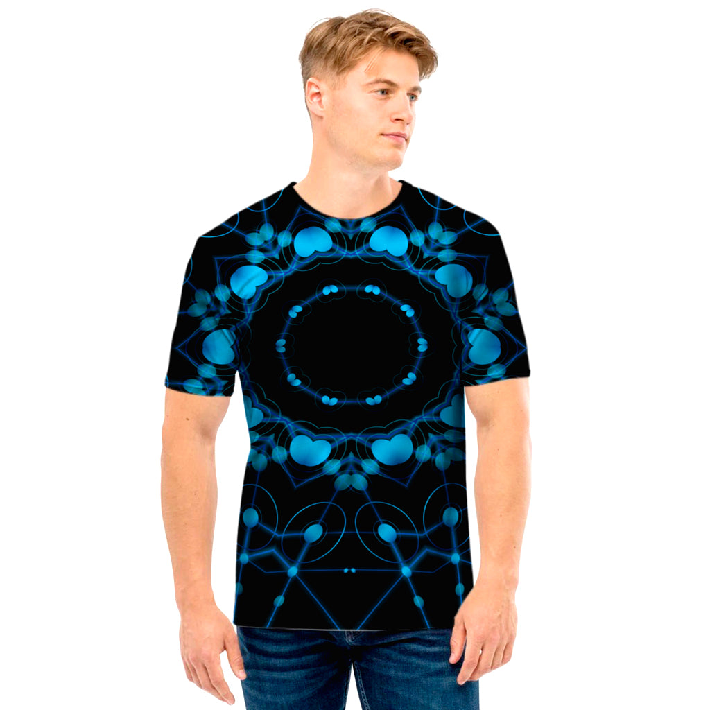 Dark Blue Kaleidoscope Print Men's T-Shirt