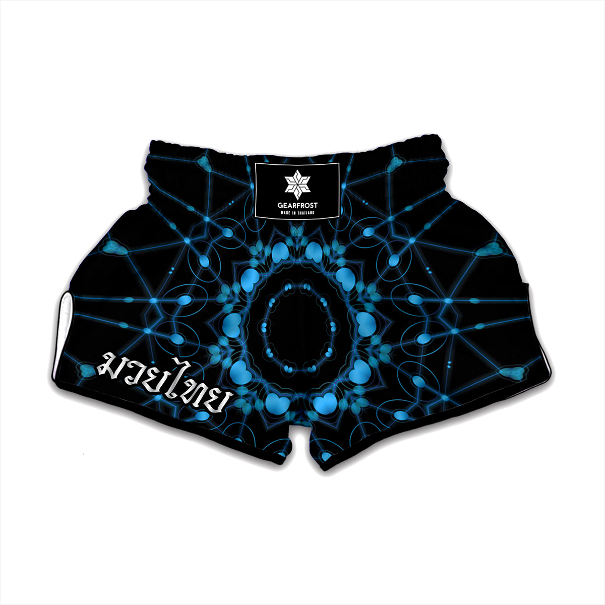 Dark Blue Kaleidoscope Print Muay Thai Boxing Shorts