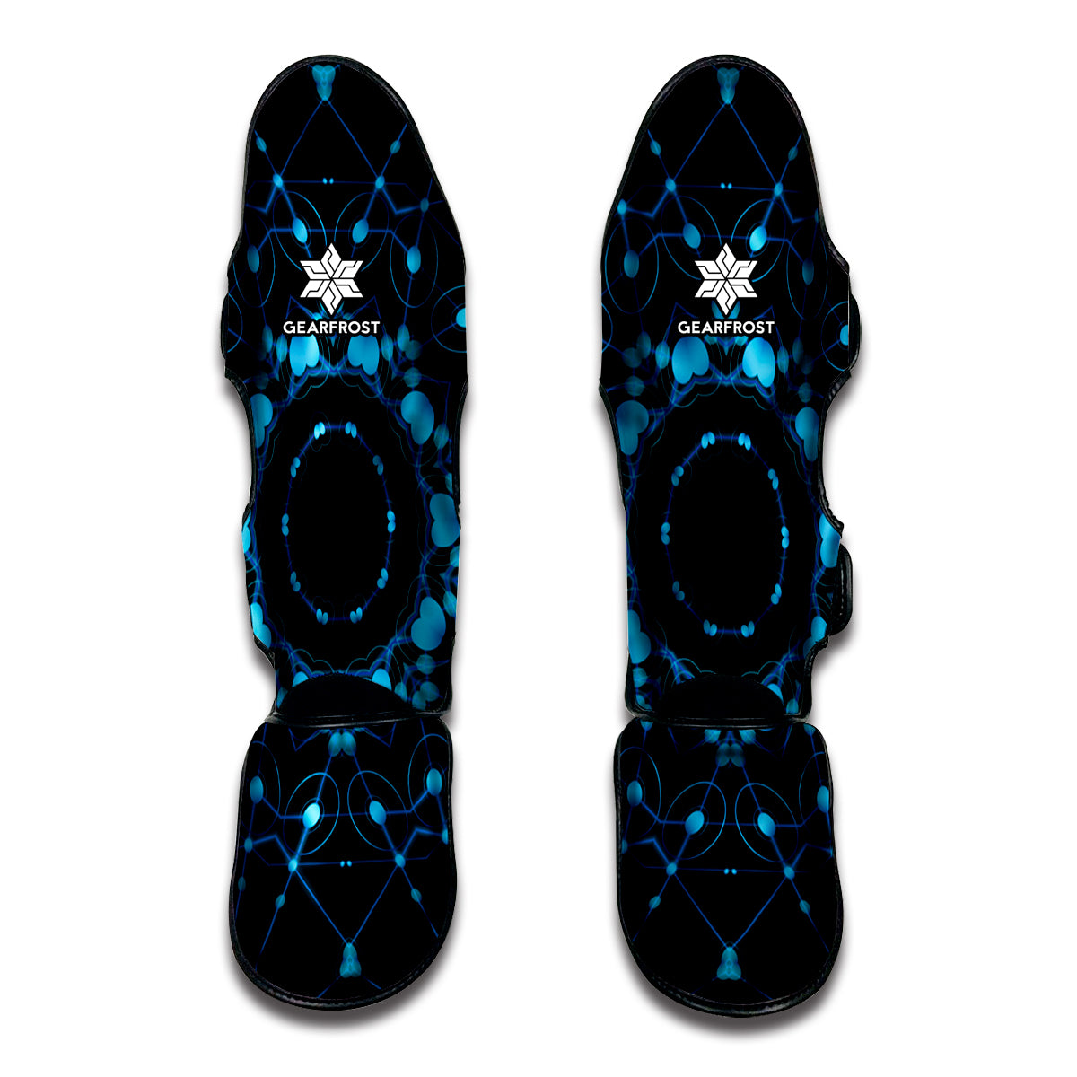 Dark Blue Kaleidoscope Print Muay Thai Shin Guards