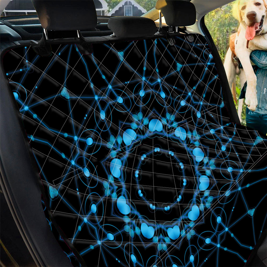 Dark Blue Kaleidoscope Print Pet Car Back Seat Cover