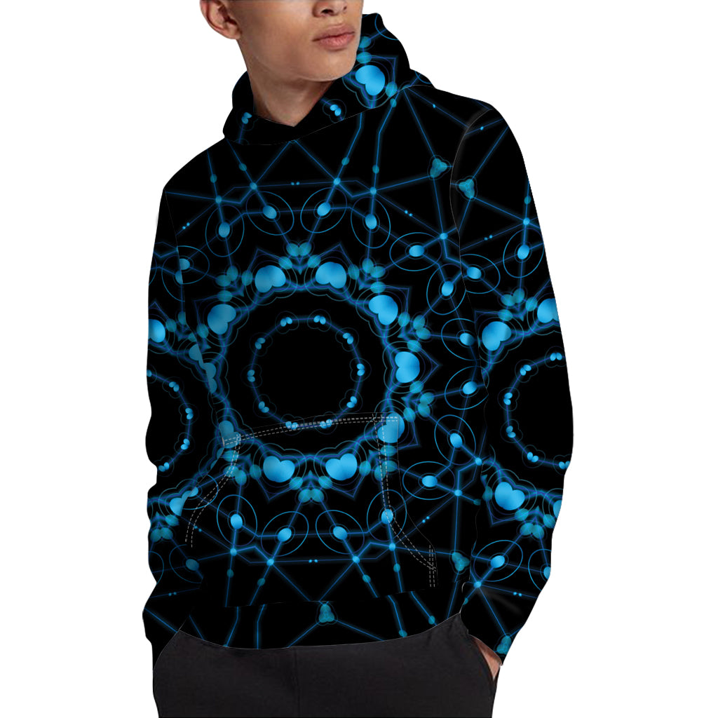 Dark Blue Kaleidoscope Print Pullover Hoodie