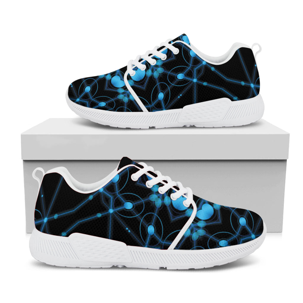 Dark Blue Kaleidoscope Print White Athletic Shoes