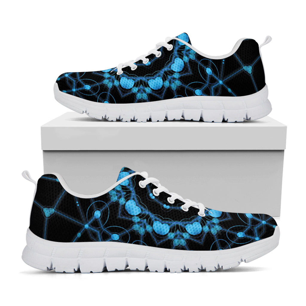 Dark Blue Kaleidoscope Print White Sneakers