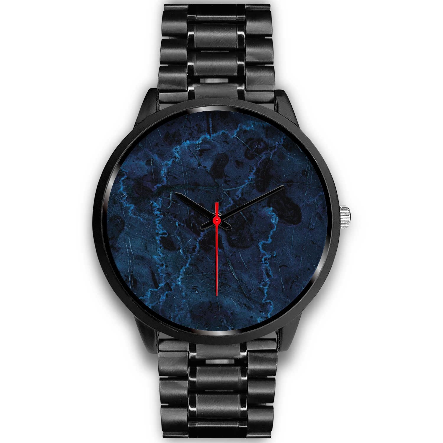 Dark Blue Marble Print Black Watch