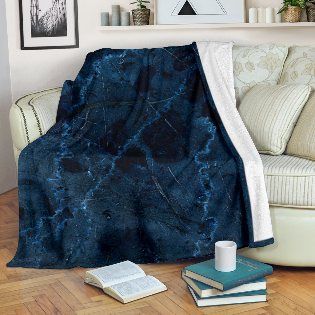 Dark Blue Marble Print Blanket