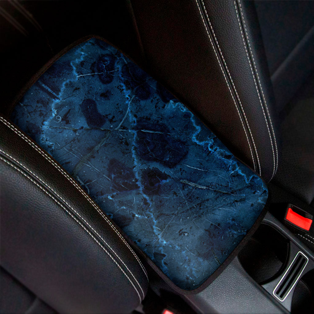 Dark Blue Marble Print Car Center Console Cover