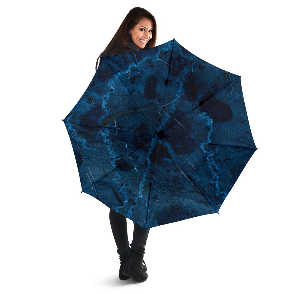 Dark Blue Marble Print Foldable Umbrella