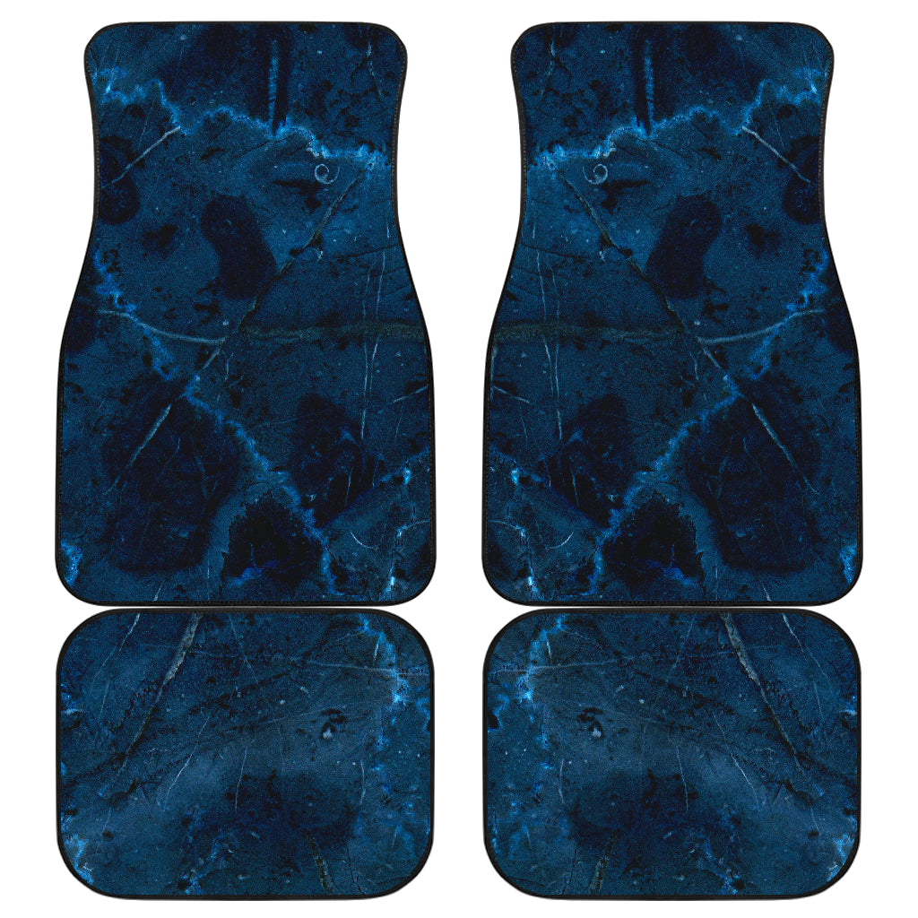 Dark Blue Marble Print Front and Back Car Floor Mats