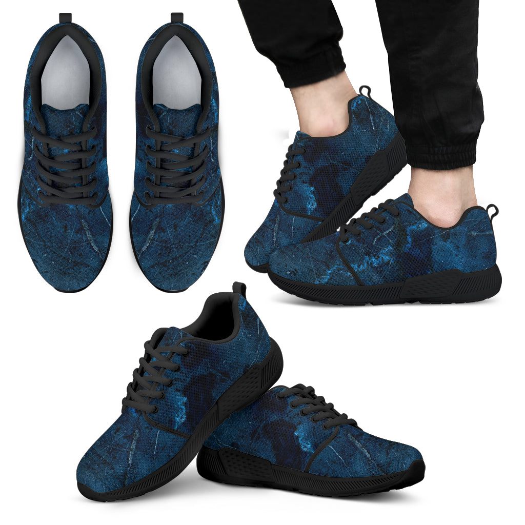 Dark Blue Marble Print Men's Athletic Shoes