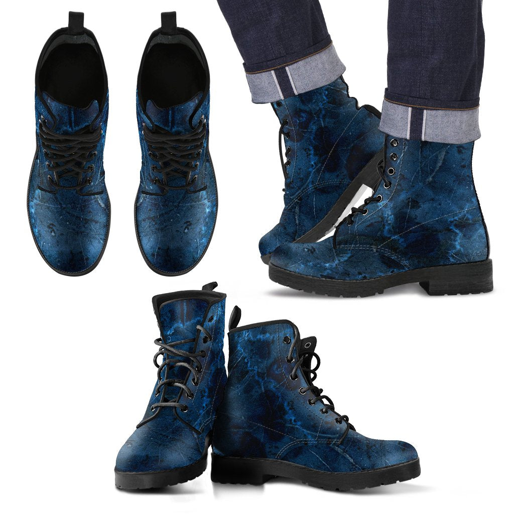 Dark Blue Marble Print Men's Boots