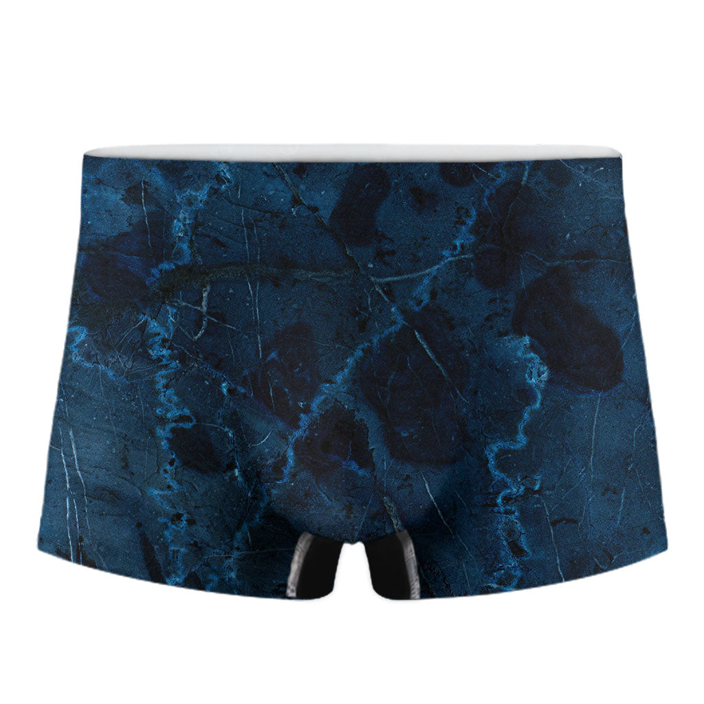 Dark Blue Marble Print Men's Boxer Briefs