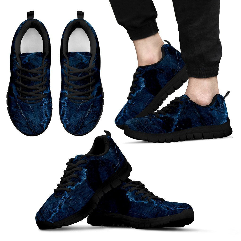 Dark Blue Marble Print Men's Sneakers