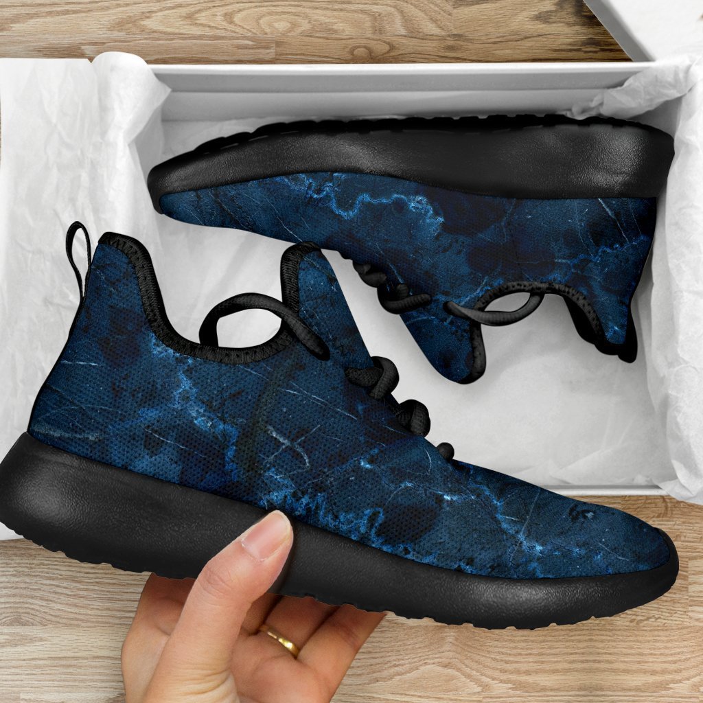 Dark Blue Marble Print Mesh Knit Shoes