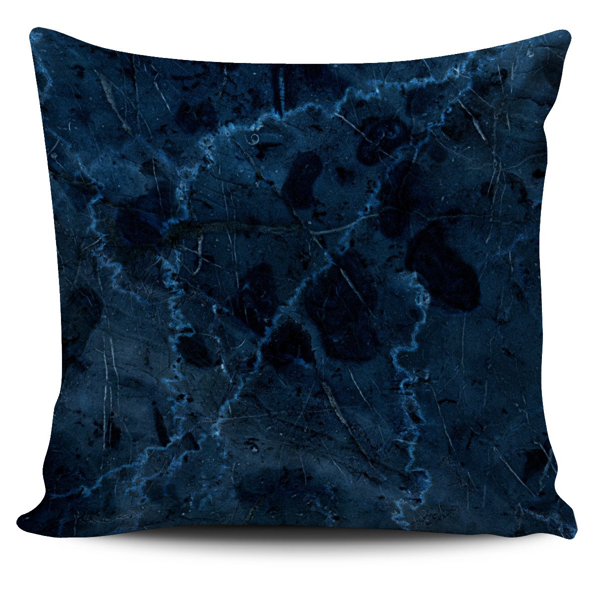 Dark Blue Marble Print Pillow Cover