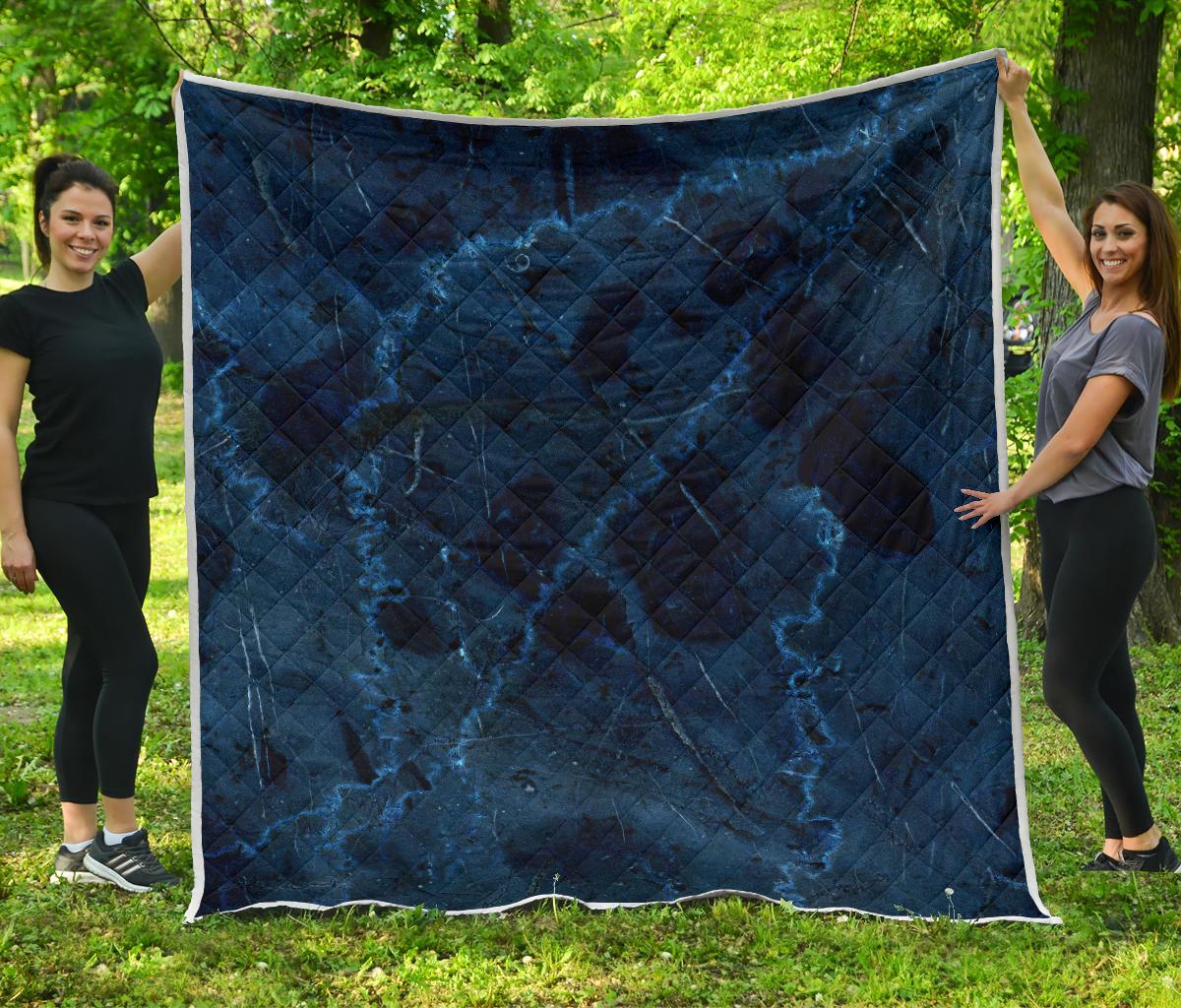 Dark Blue Marble Print Quilt