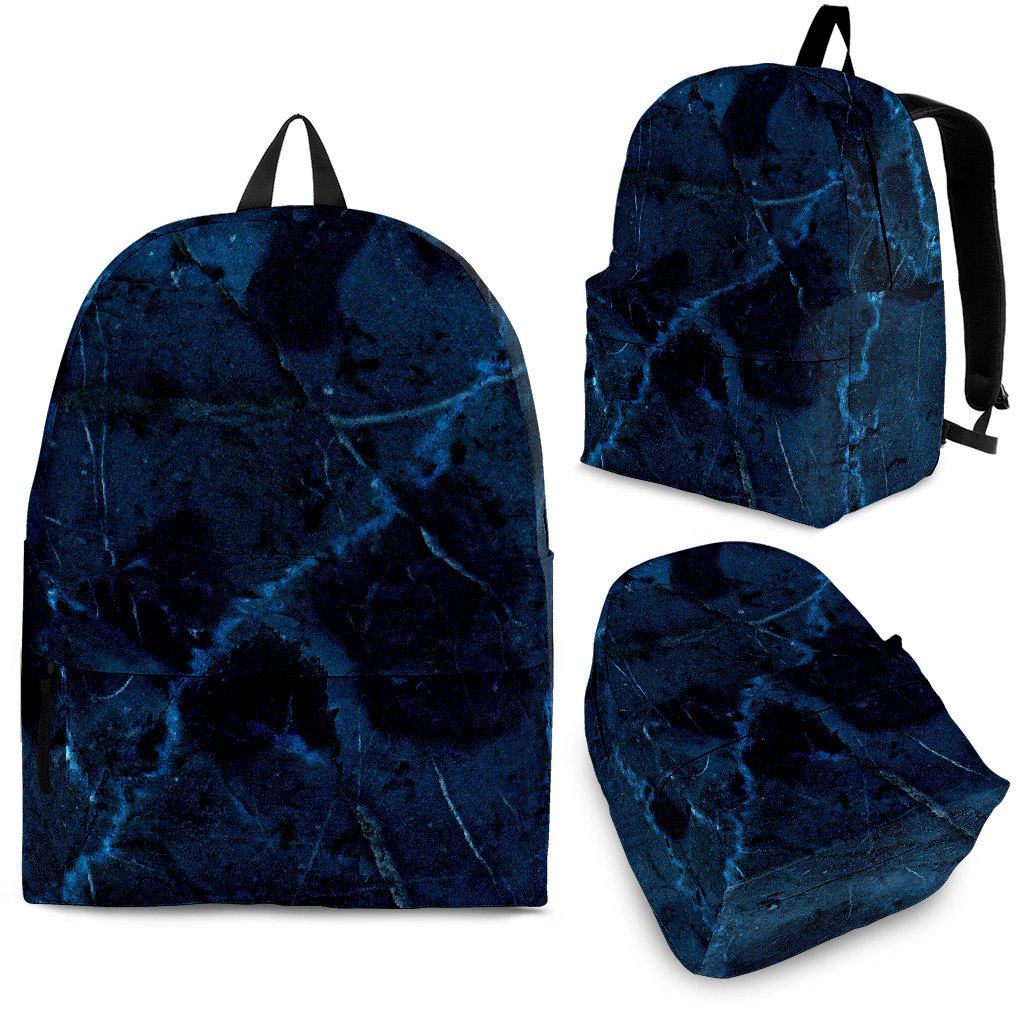 Dark Blue Marble Print School Backpack