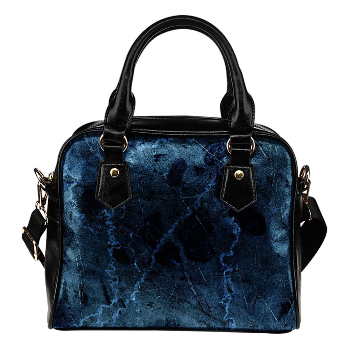 Dark Blue Marble Print Shoulder Handbag