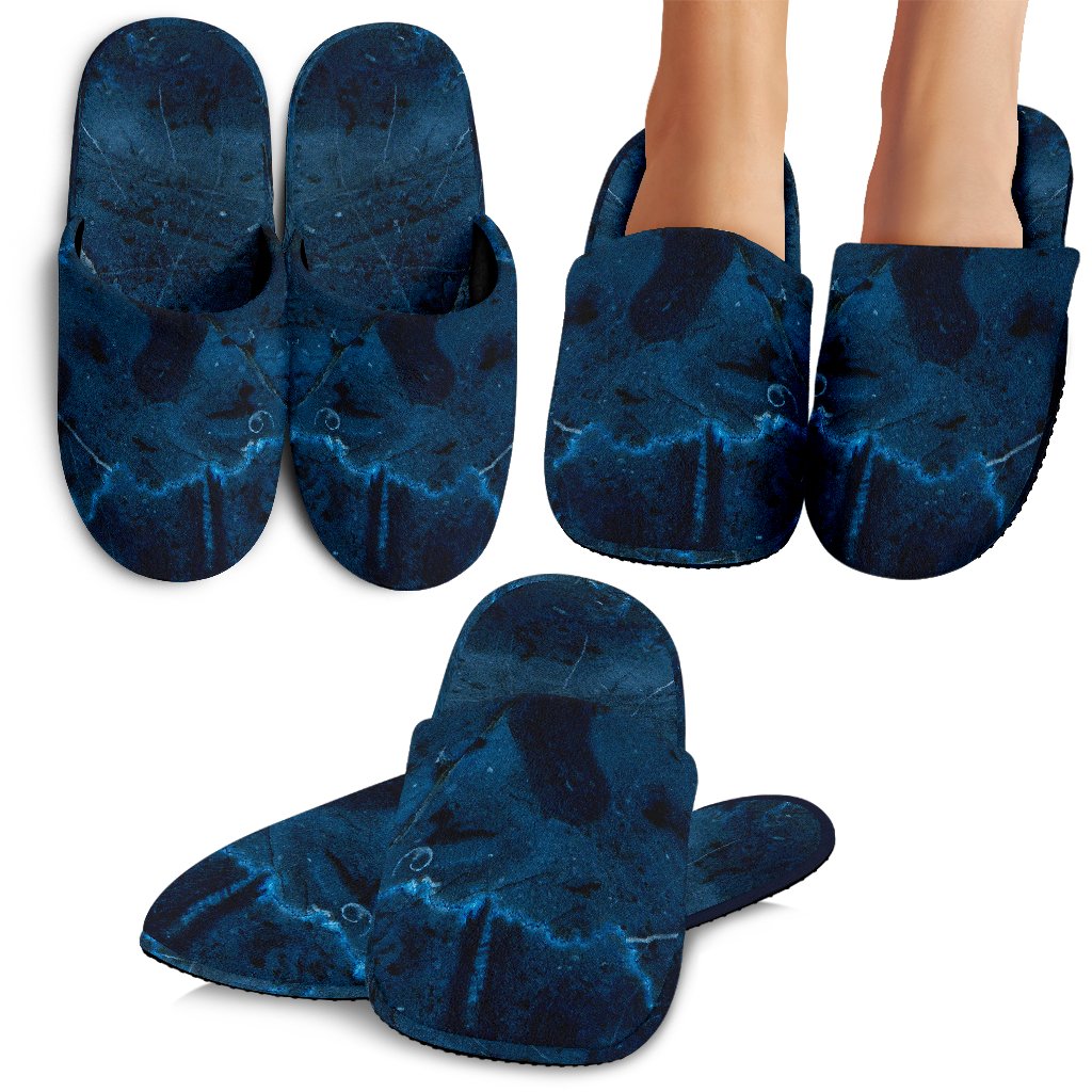 Dark Blue Marble Print Slippers