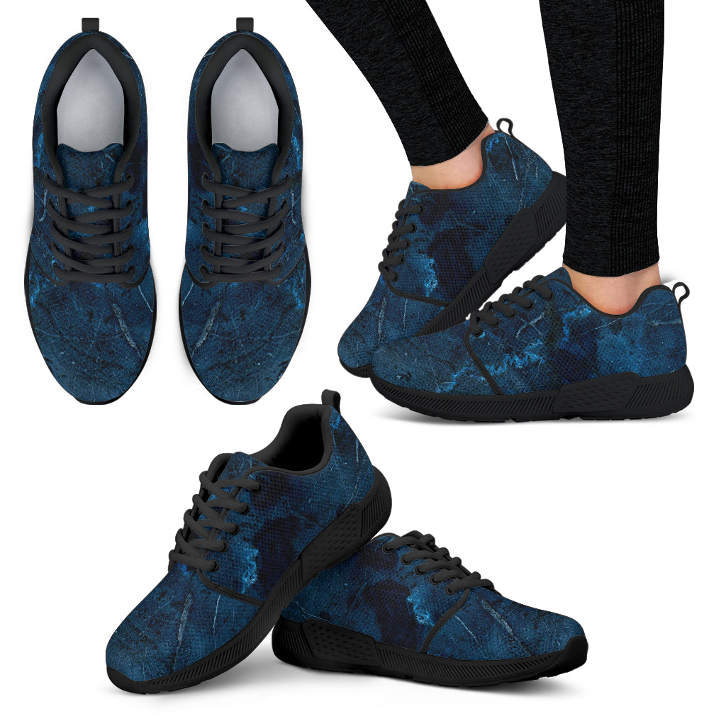 Dark Blue Marble Print Women's Athletic Shoes