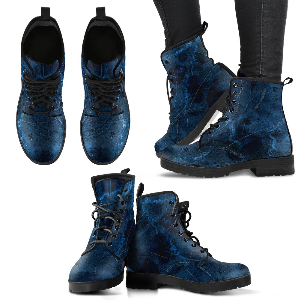 Dark Blue Marble Print Women's Boots