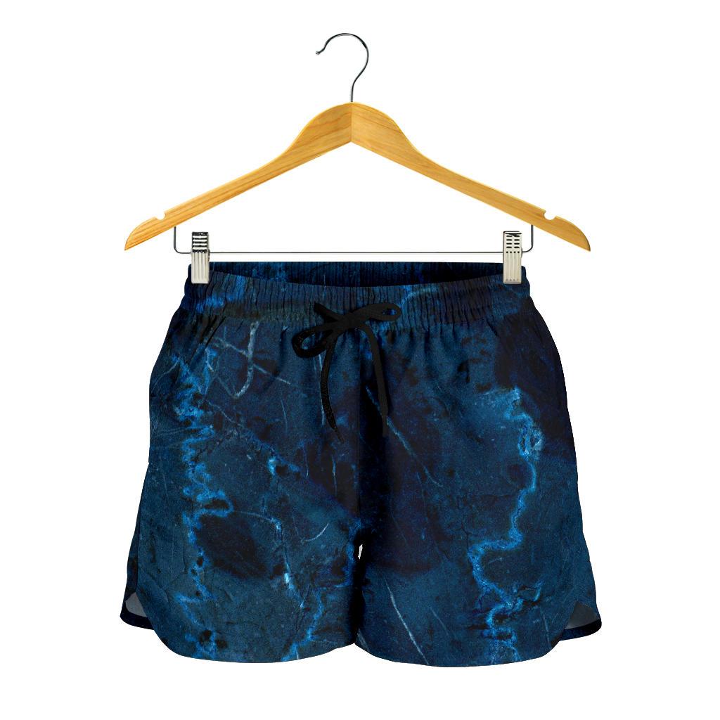 Dark Blue Marble Print Women's Shorts