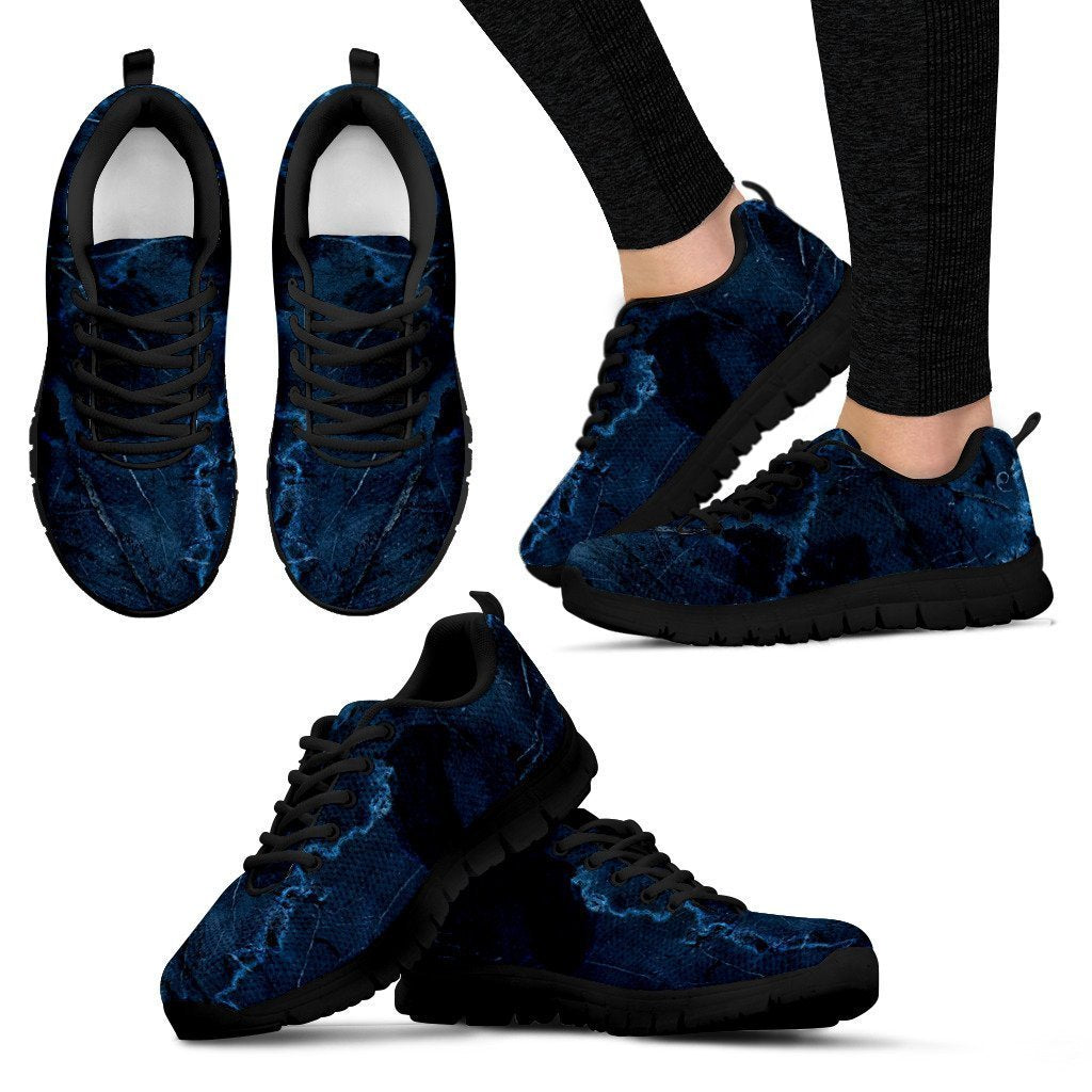 Dark Blue Marble Print Women's Sneakers