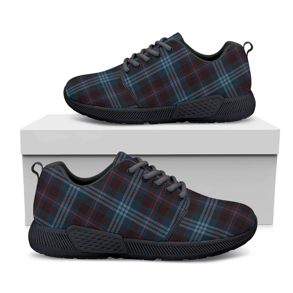 Dark Blue Tartan Pattern Print Black Athletic Shoes