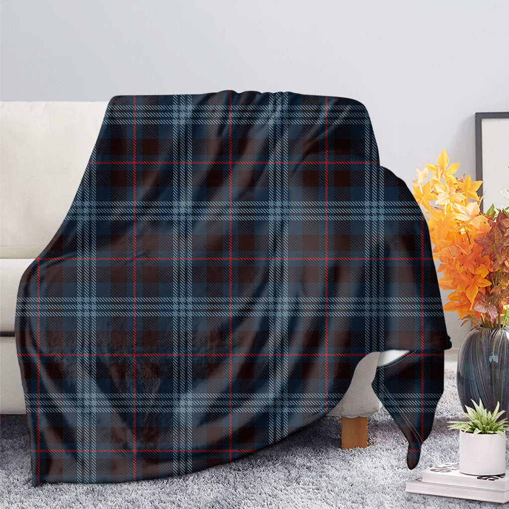 Dark Blue Tartan Pattern Print Blanket