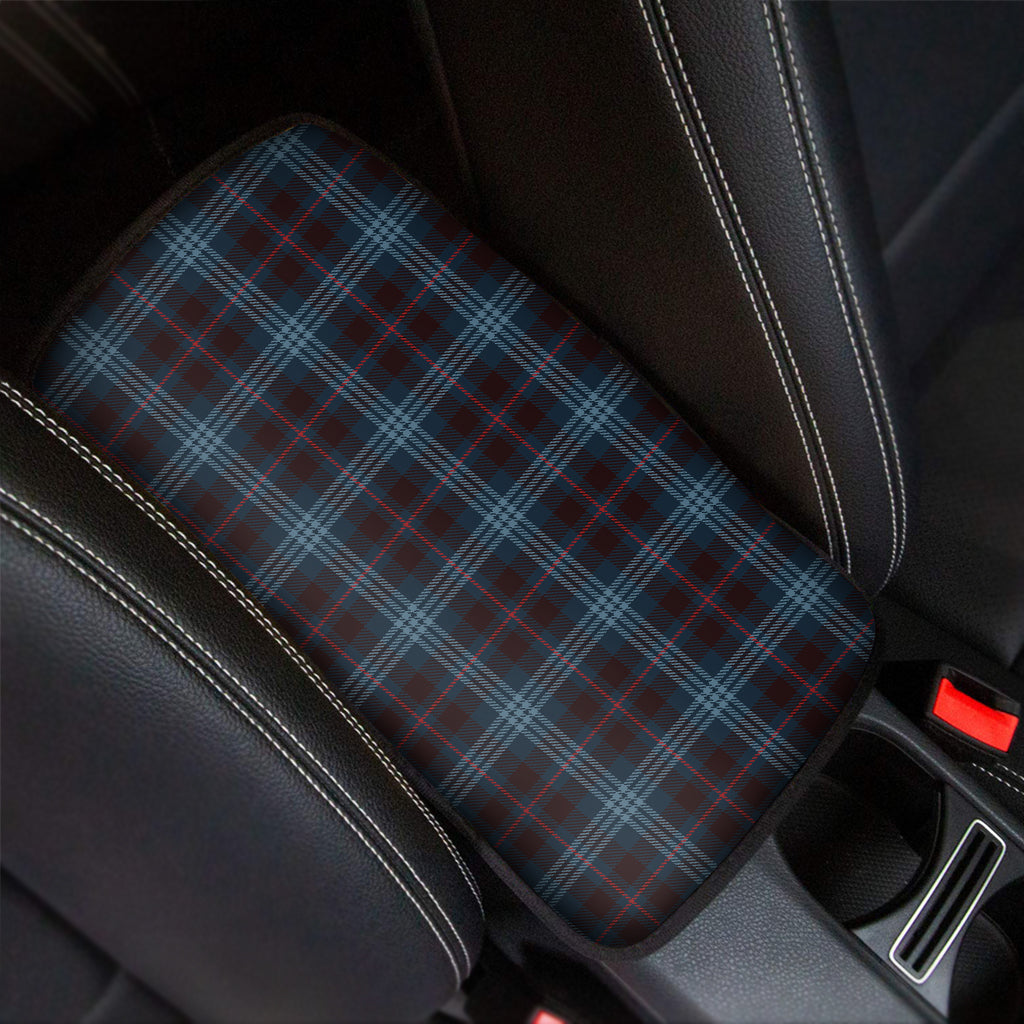 Dark Blue Tartan Pattern Print Car Center Console Cover