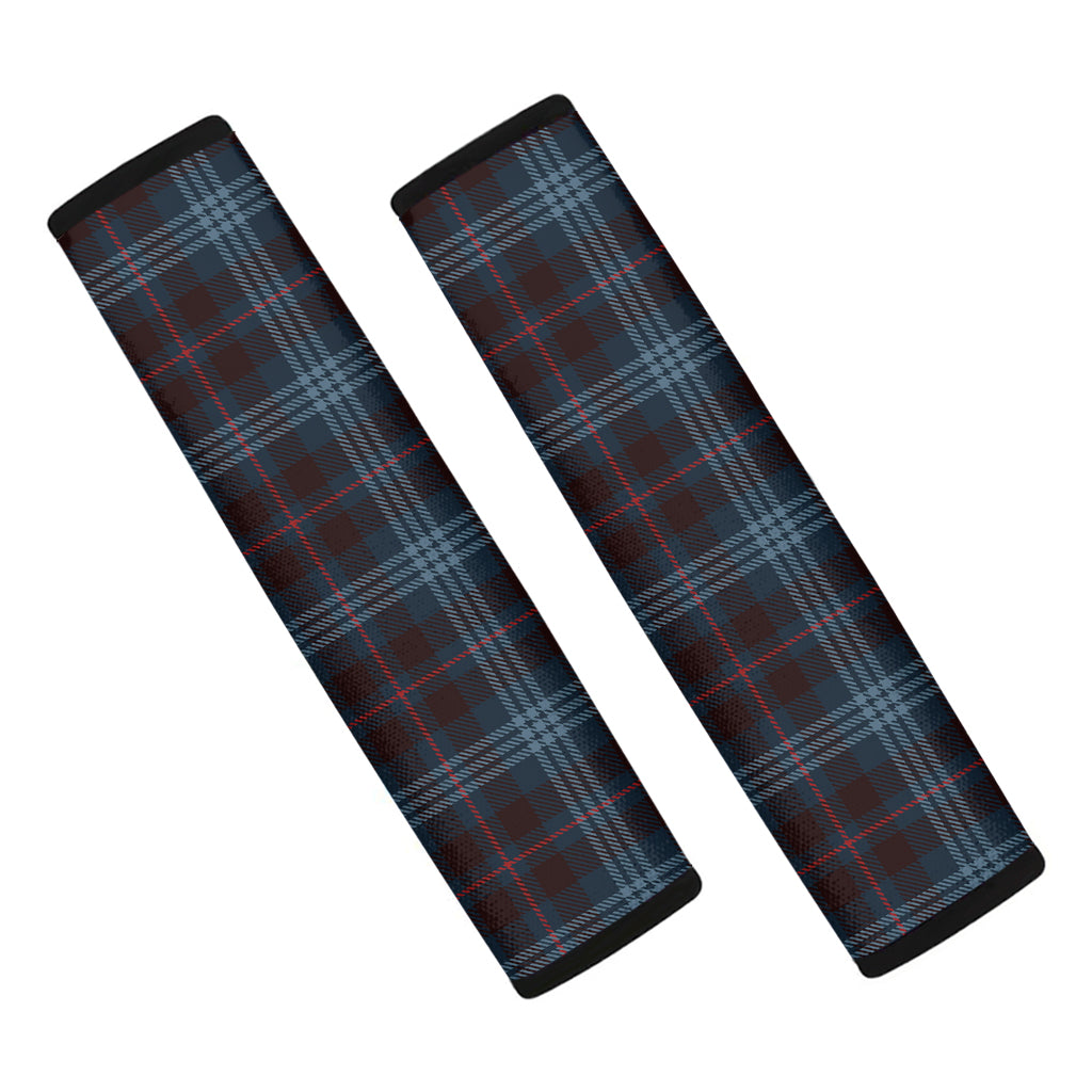 Dark Blue Tartan Pattern Print Car Seat Belt Covers