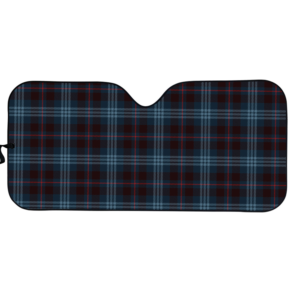 Dark Blue Tartan Pattern Print Car Sun Shade