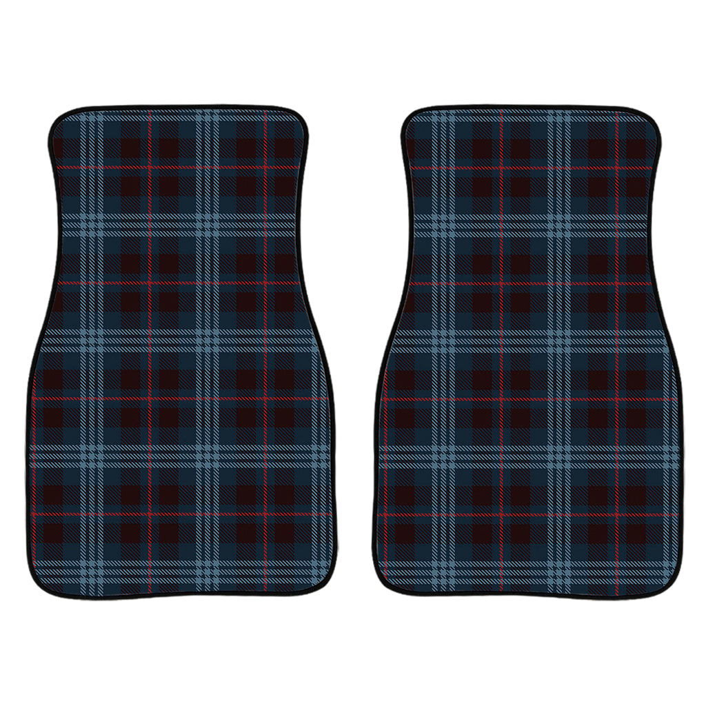 Dark Blue Tartan Pattern Print Front Car Floor Mats