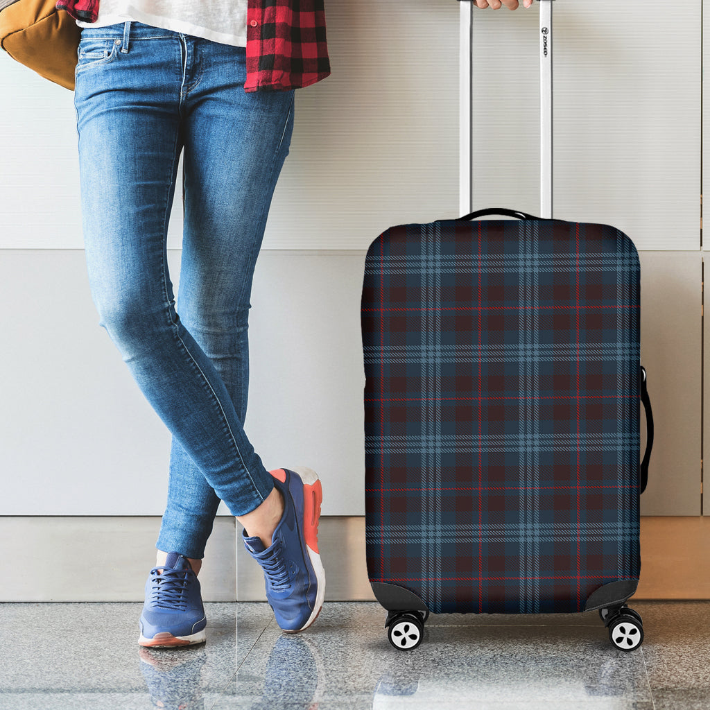 Dark Blue Tartan Pattern Print Luggage Cover