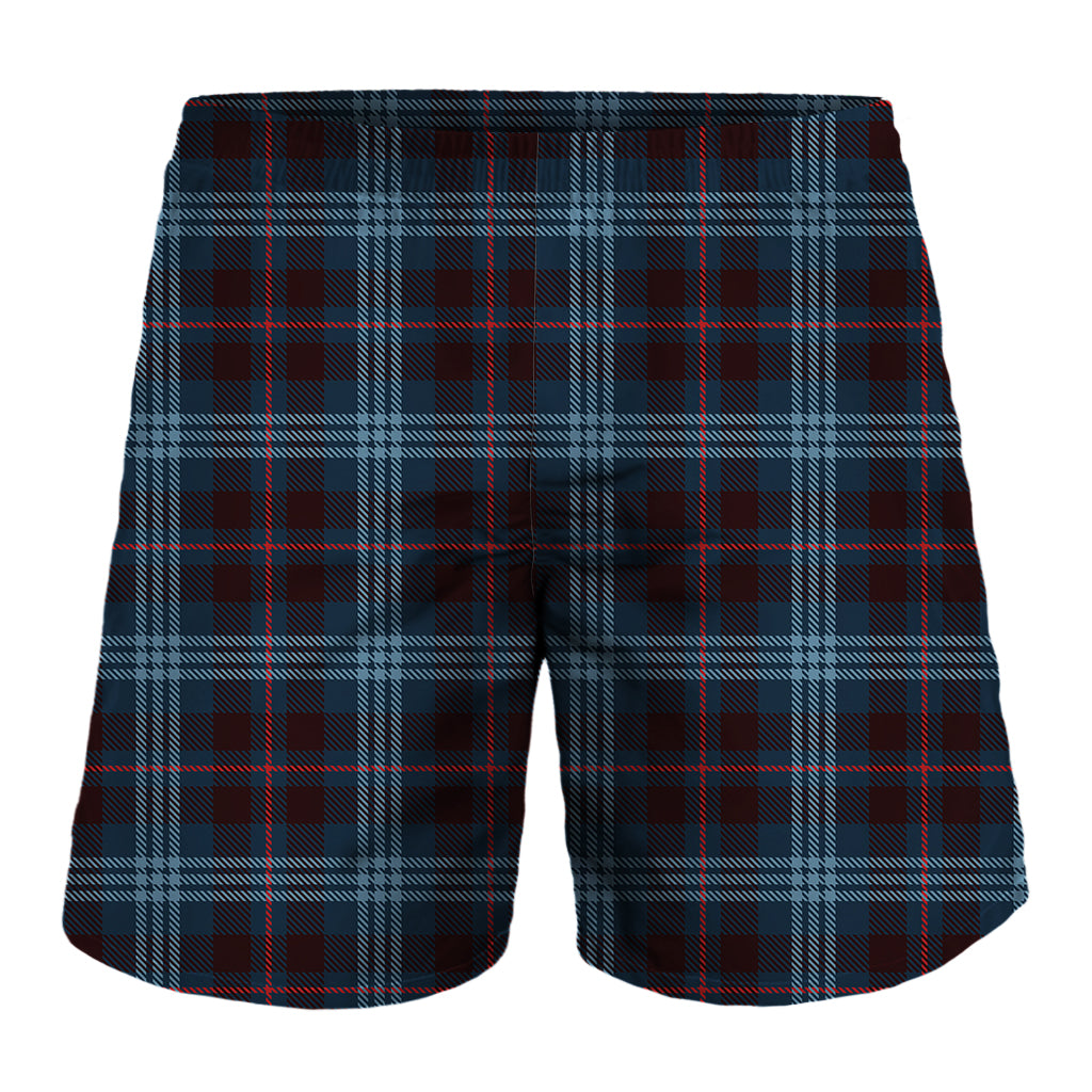 Dark Blue Tartan Pattern Print Men's Shorts