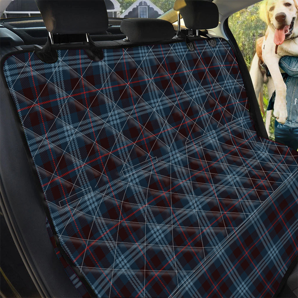 Dark Blue Tartan Pattern Print Pet Car Back Seat Cover