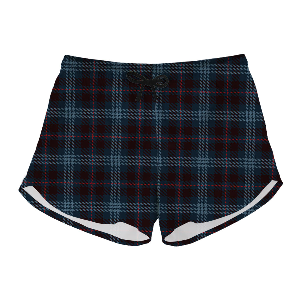 Dark Blue Tartan Pattern Print Women's Shorts