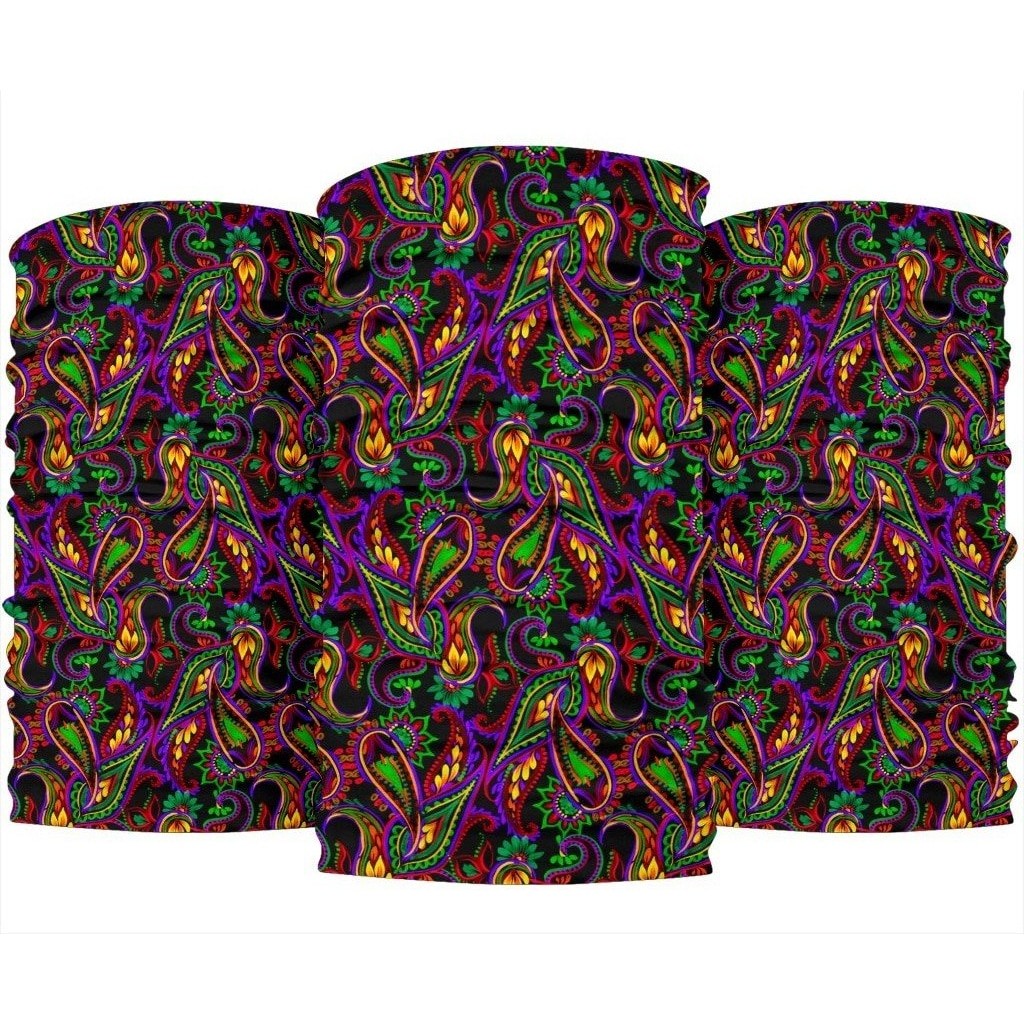 Dark Bohemian Paisley Pattern Print 3-Pack Bandanas