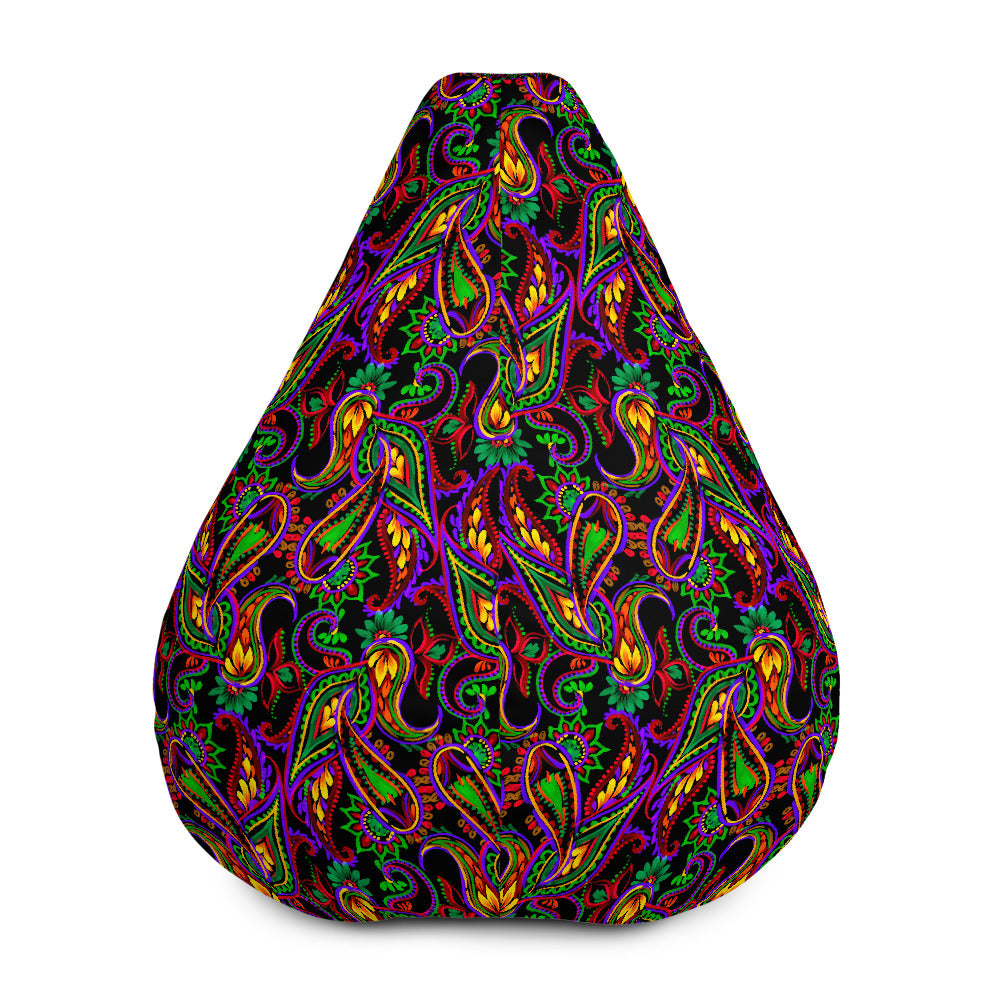 Dark Bohemian Paisley Pattern Print Bean Bag Cover