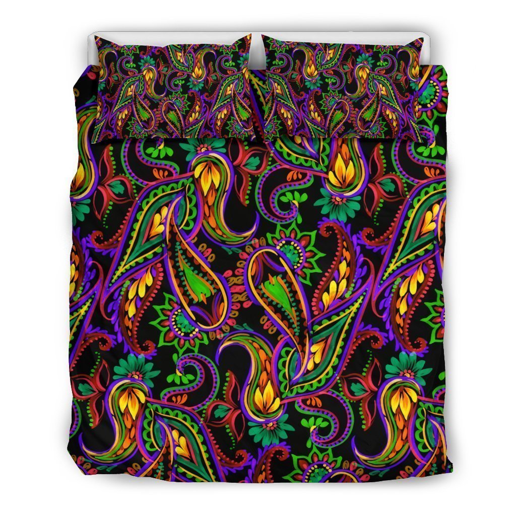 Dark Bohemian Paisley Pattern Print Duvet Cover Bedding Set