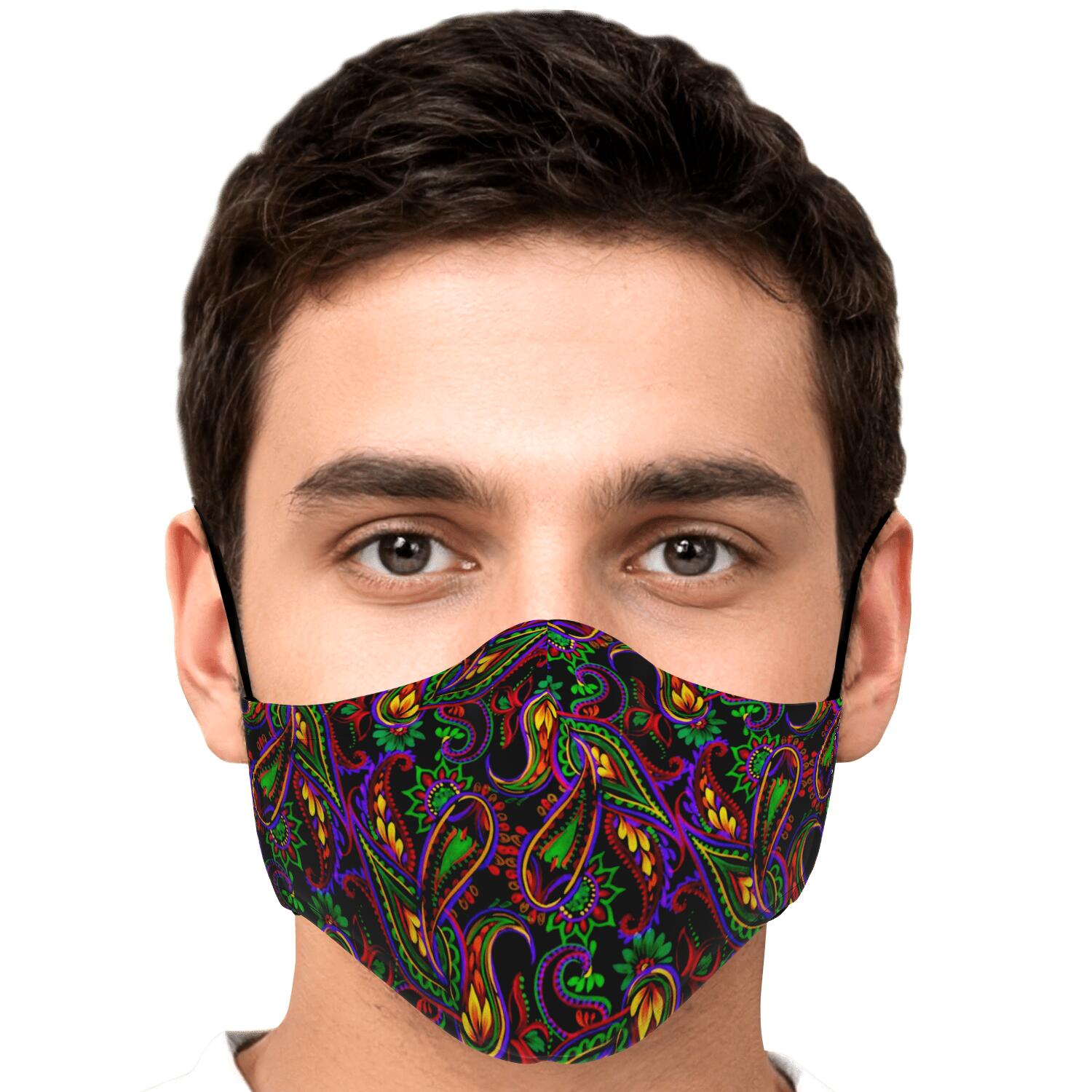 Dark Bohemian Paisley Pattern Print Face Mask