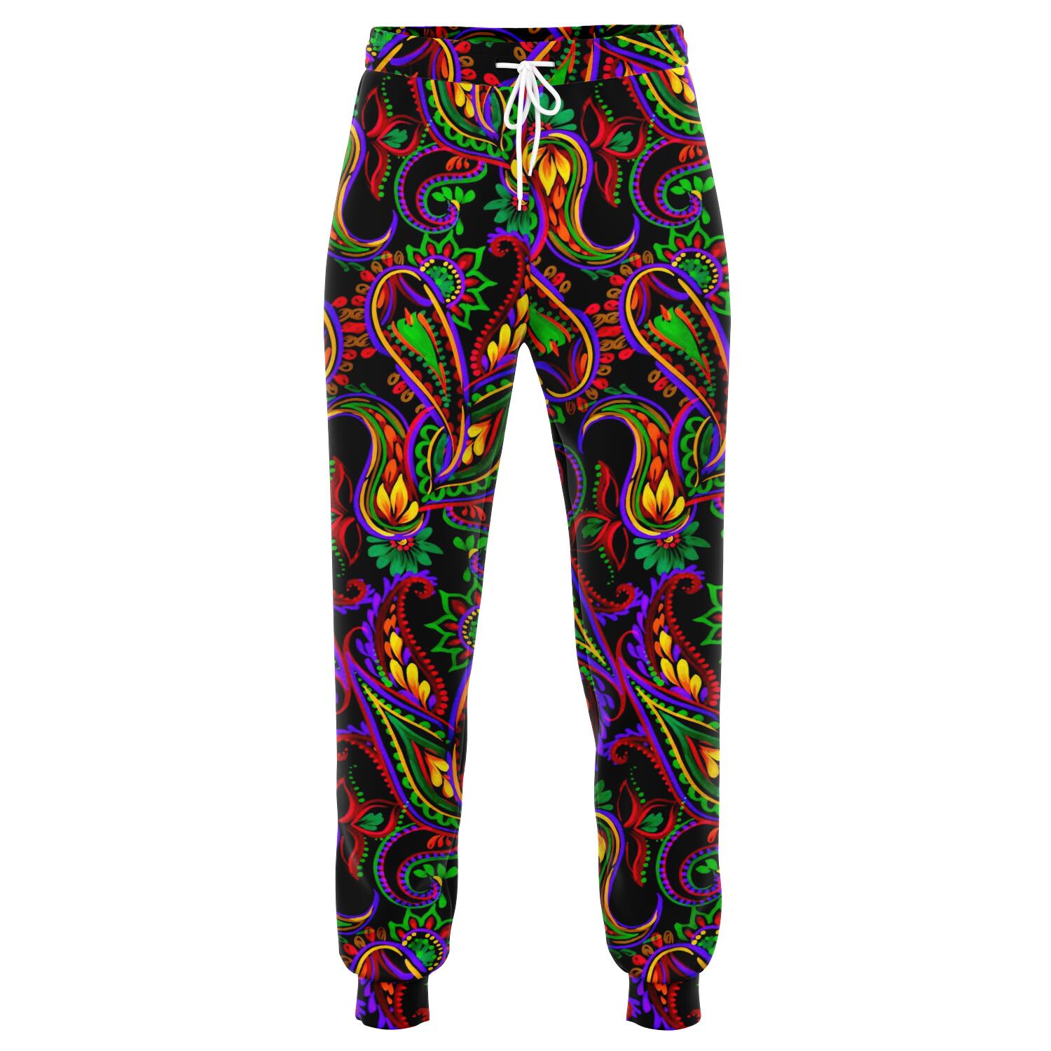 Dark Bohemian Paisley Pattern Print Jogger Pants