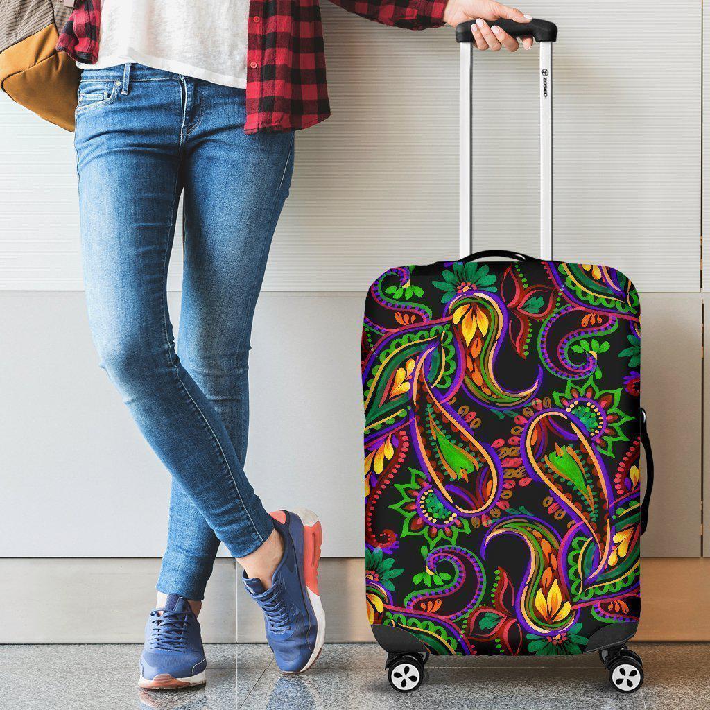 Dark Bohemian Paisley Pattern Print Luggage Cover