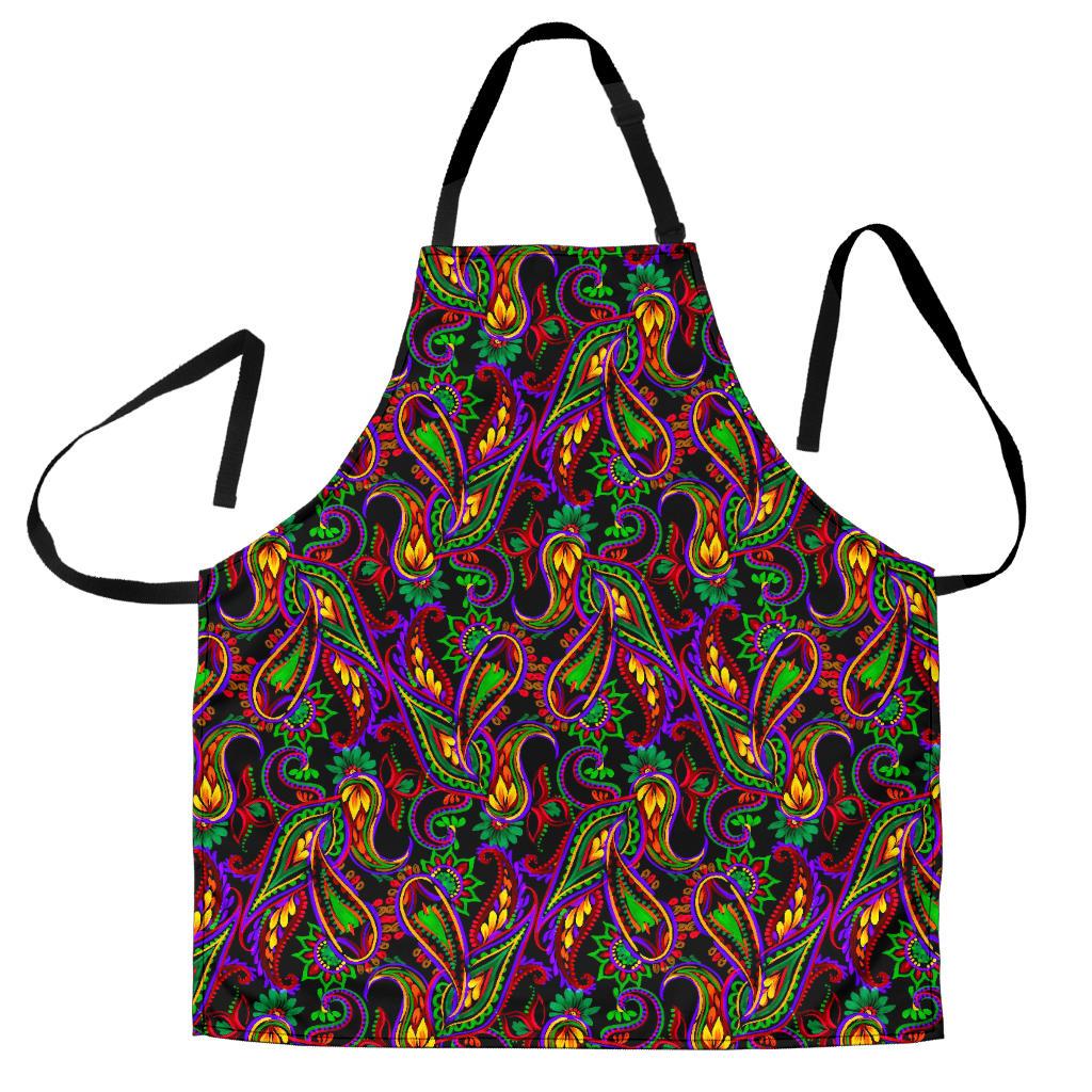 Dark Bohemian Paisley Pattern Print Men's Apron