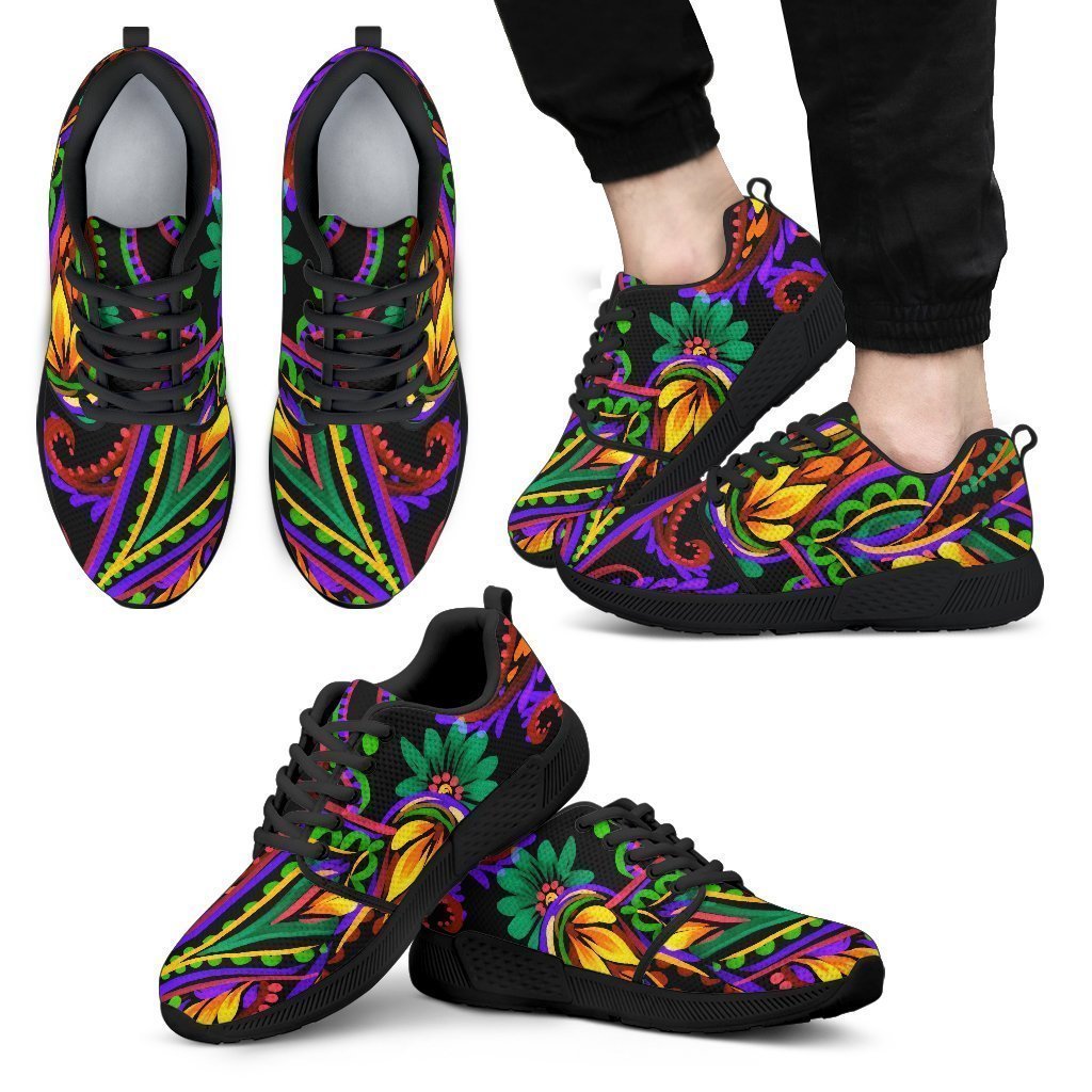 Dark Bohemian Paisley Pattern Print Men's Athletic Shoes