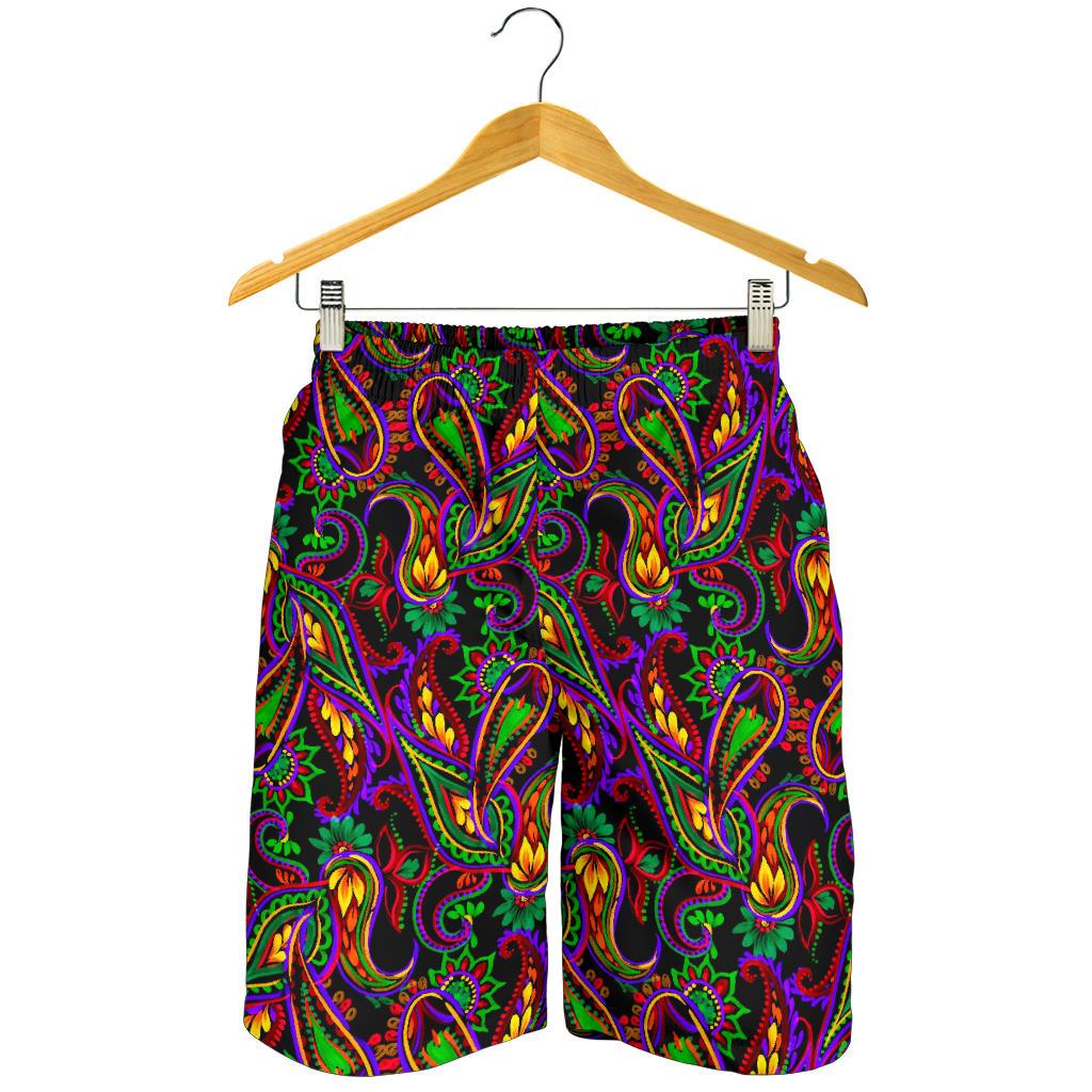 Dark Bohemian Paisley Pattern Print Men's Shorts