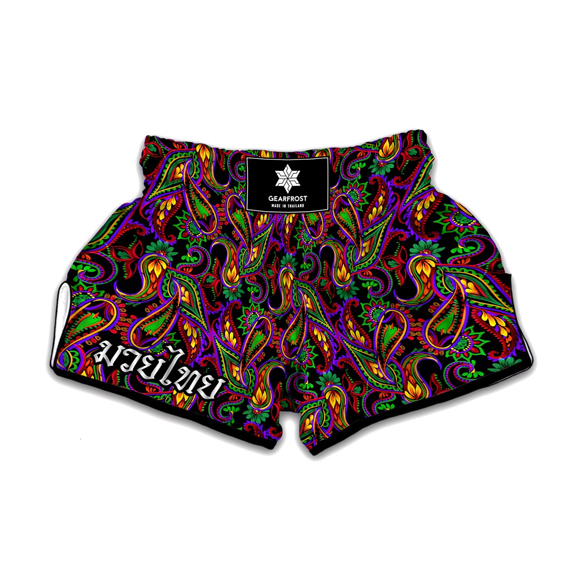 Dark Bohemian Paisley Pattern Print Muay Thai Boxing Shorts