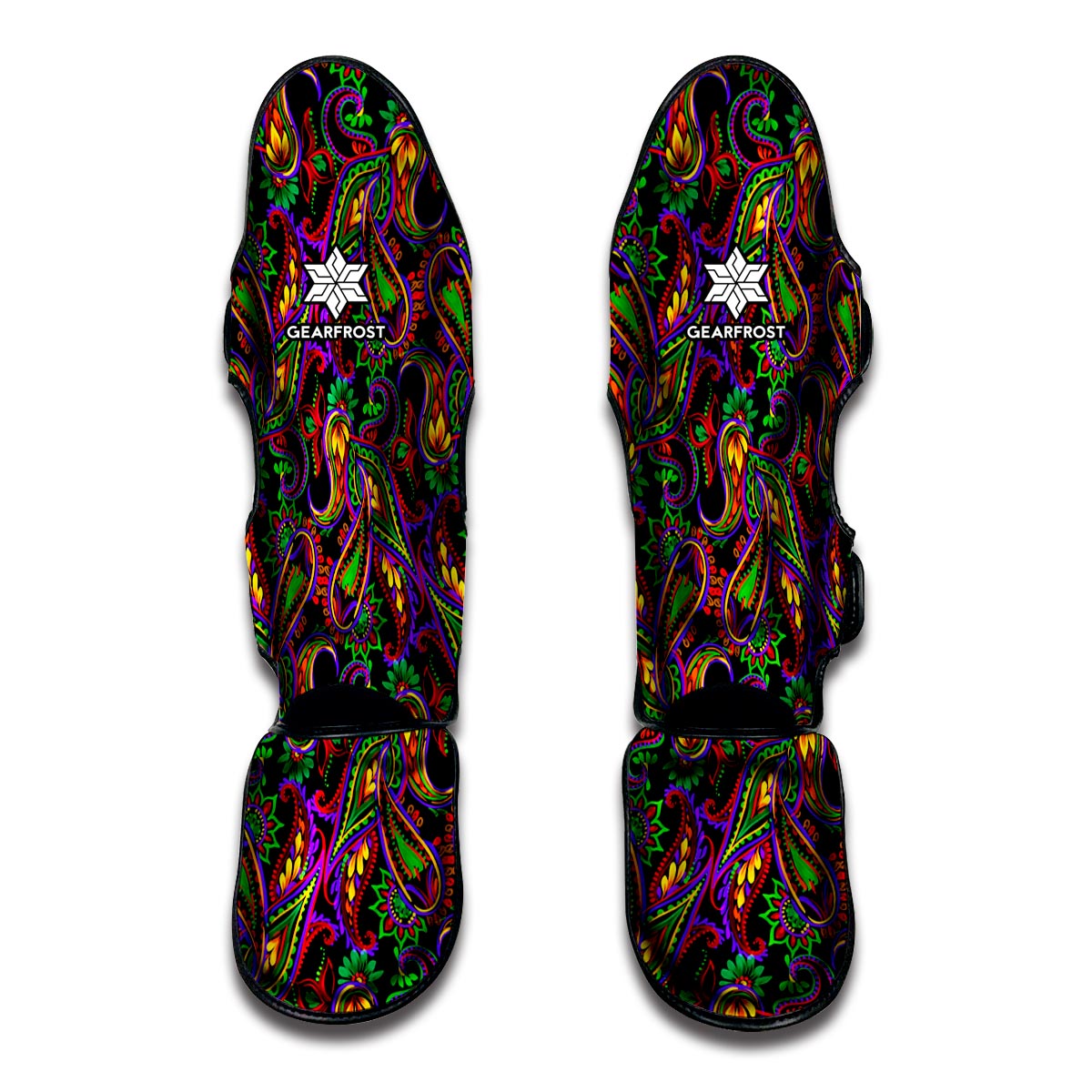 Dark Bohemian Paisley Pattern Print Muay Thai Shin Guards