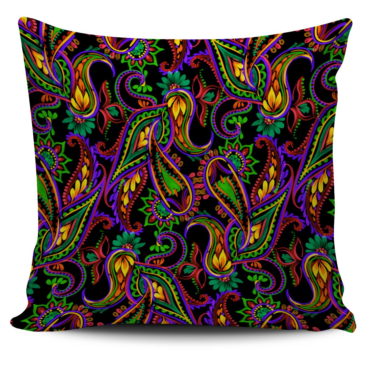 Dark Bohemian Paisley Pattern Print Pillow Cover